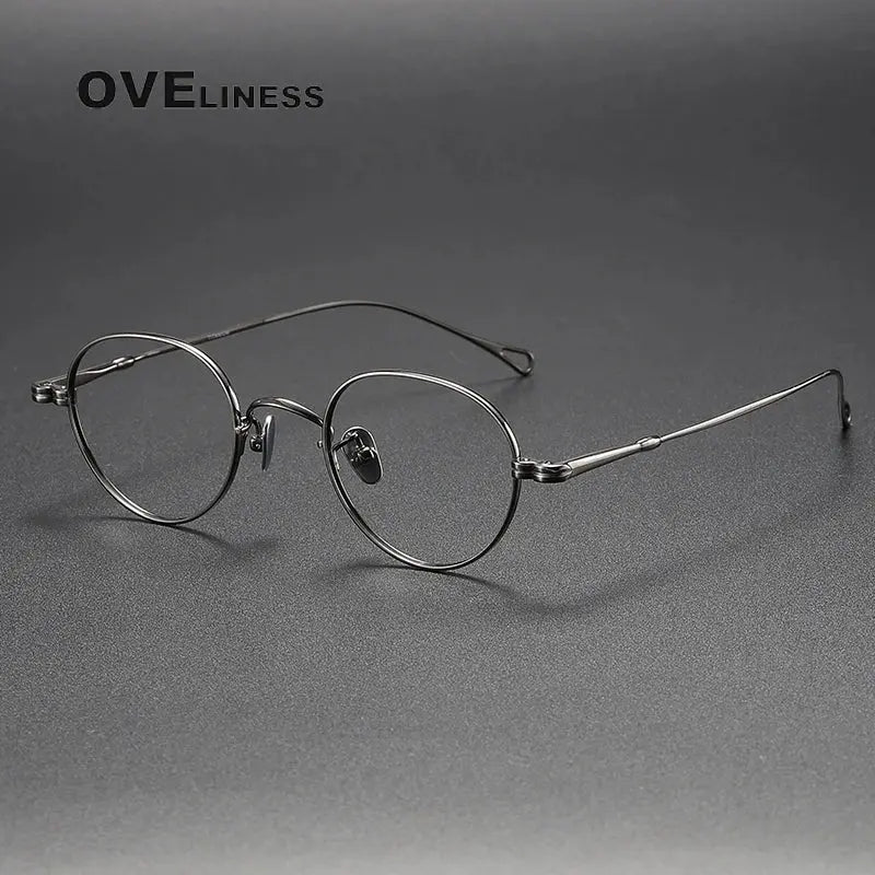 Unisex Oval Full Rim Titanium Prescription Glasses M002 — view 8 | Rx Spectacle