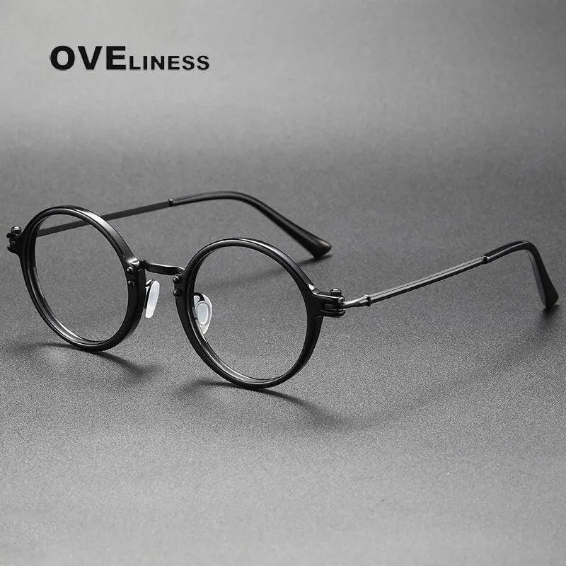 Unisex Round Full Rim Titanium Prescription Glasses 5866 — view 4 | Rx Spectacle