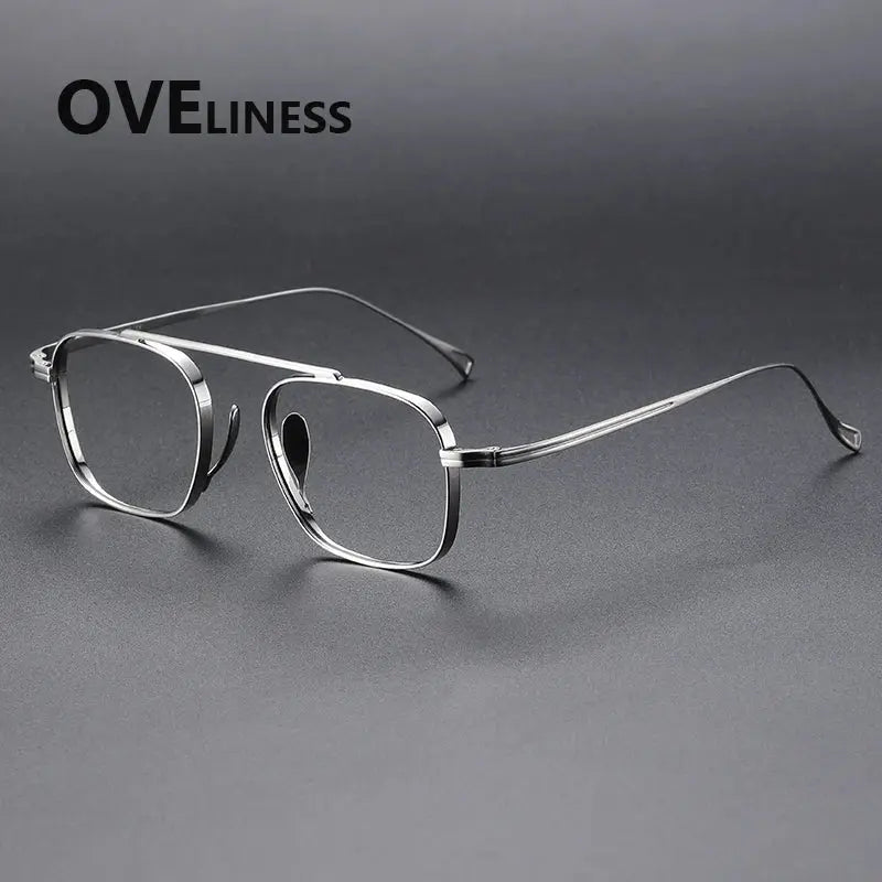 Women's Square Full Rim Titanium Prescription Glasses 89501 — view 4 | Rx Spectacle