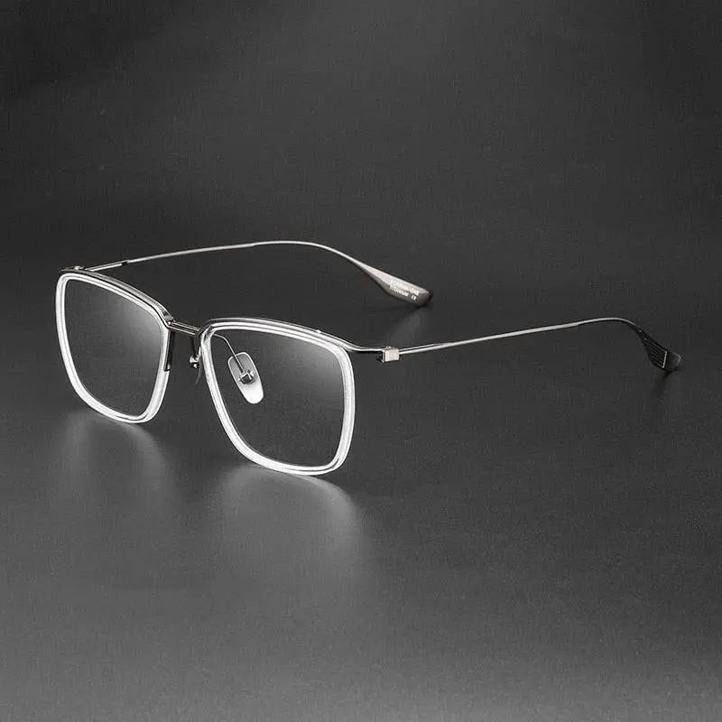 Men's Square Full Rim Titanium Oversized Prescription Glasses Dt106 — view 5 | Rx Spectacle