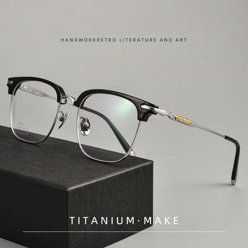 Men's Square Full Rim Titanium Prescription Glasses J0062t — view 7 | Rx Spectacle
