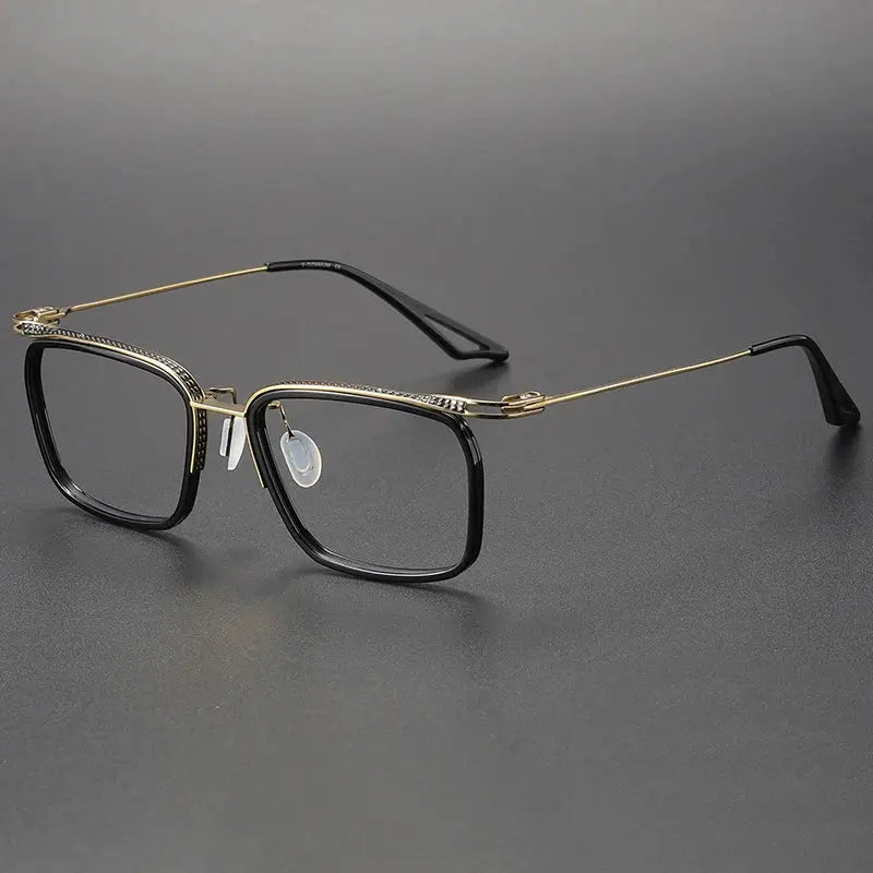 Unisex Square Full Rim Titanium Prescription Glasses 80863 — view 4 | Rx Spectacle
