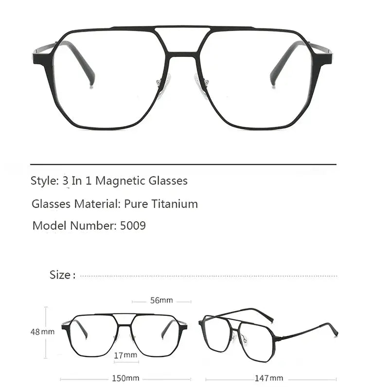 Men's Square Full Rim Titanium Prescription Glasses 275009 — view 2 | Rx Spectacle
