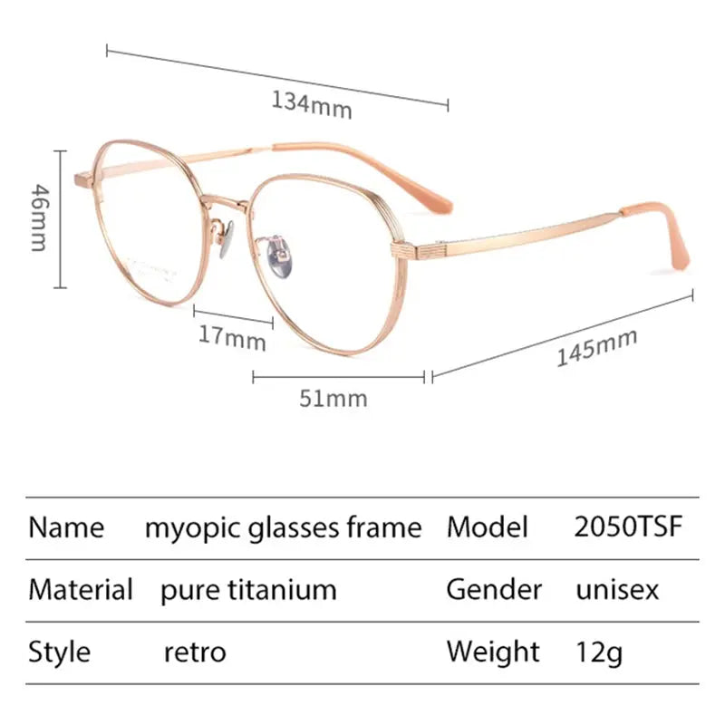 Women's Round Full Rim Titanium Flat Top Prescription Glasses 20507 — view 2 | Rx Spectacle