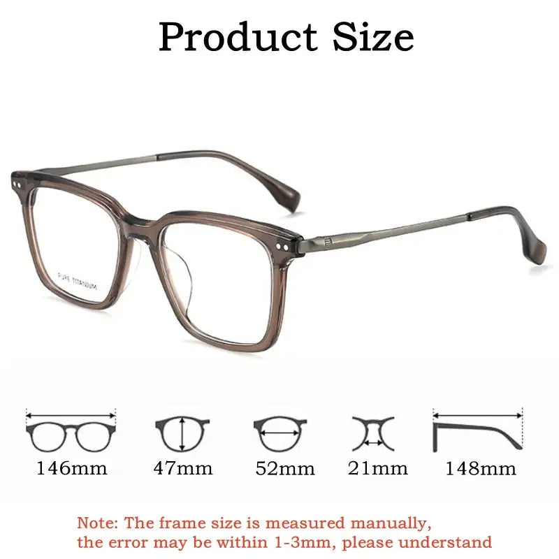 Unisex Square Full Rim Titanium Prescription Glasses 58005 — view 2 | Rx Spectacle