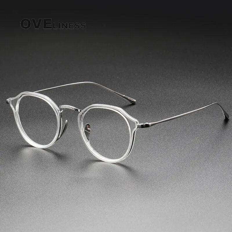 Unisex Square Full Rim Titanium Oversized Prescription Glasses 1113 — view 2 | Rx Spectacle