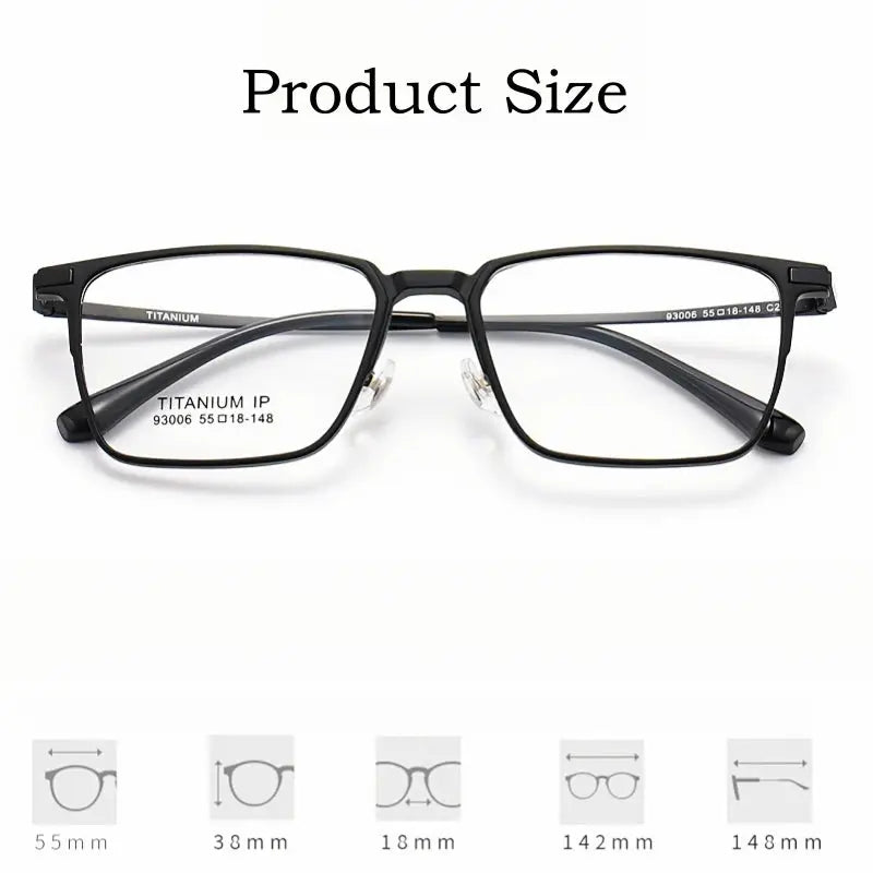 Unisex Square Full Rim Titanium Prescription Glasses Y93006 — view 3 | Rx Spectacle