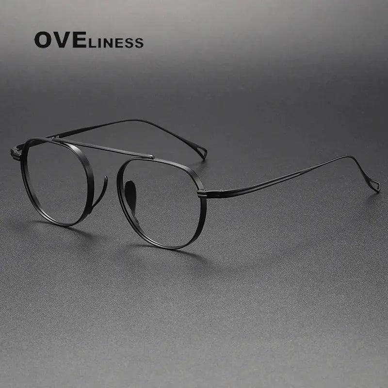 Unisex Square Full Rim Titanium Flat Top Prescription Glasses 9503 — view 2 | Rx Spectacle