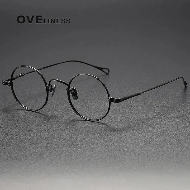 Unisex Round Full Rim Titanium Prescription Glasses M005 — view 7 | Rx Spectacle