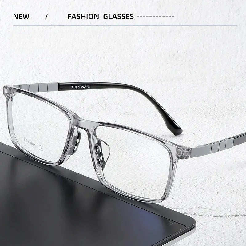 Men's Square Full Rim Titanium Prescription Glasses 23070 — view 3 | Rx Spectacle