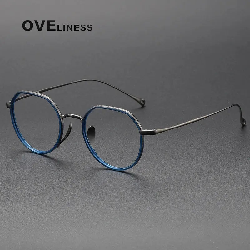 Unisex Round Full Rim Titanium Flat Top Prescription Glasses O7310 — view 2 | Rx Spectacle