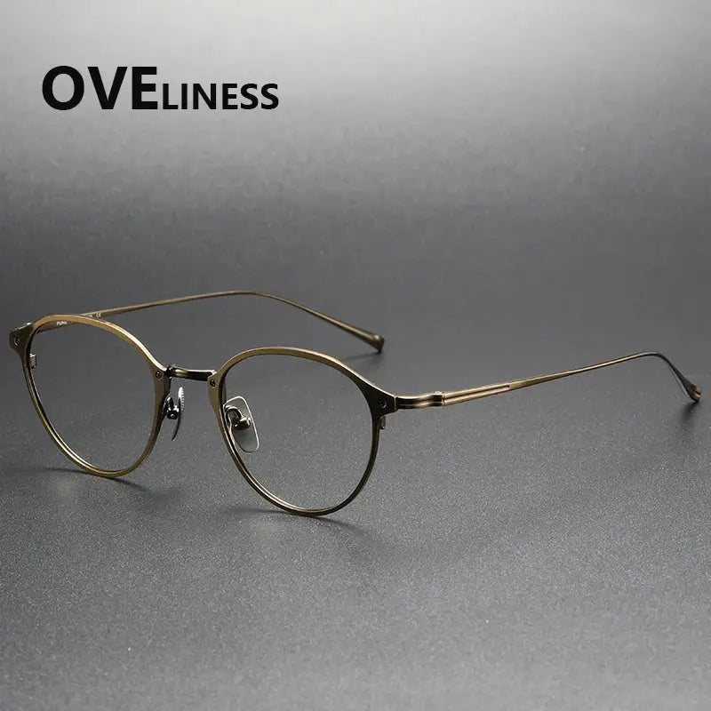 Men's Round Full Rim Titanium Prescription Glasses 642040 — view 4 | Rx Spectacle