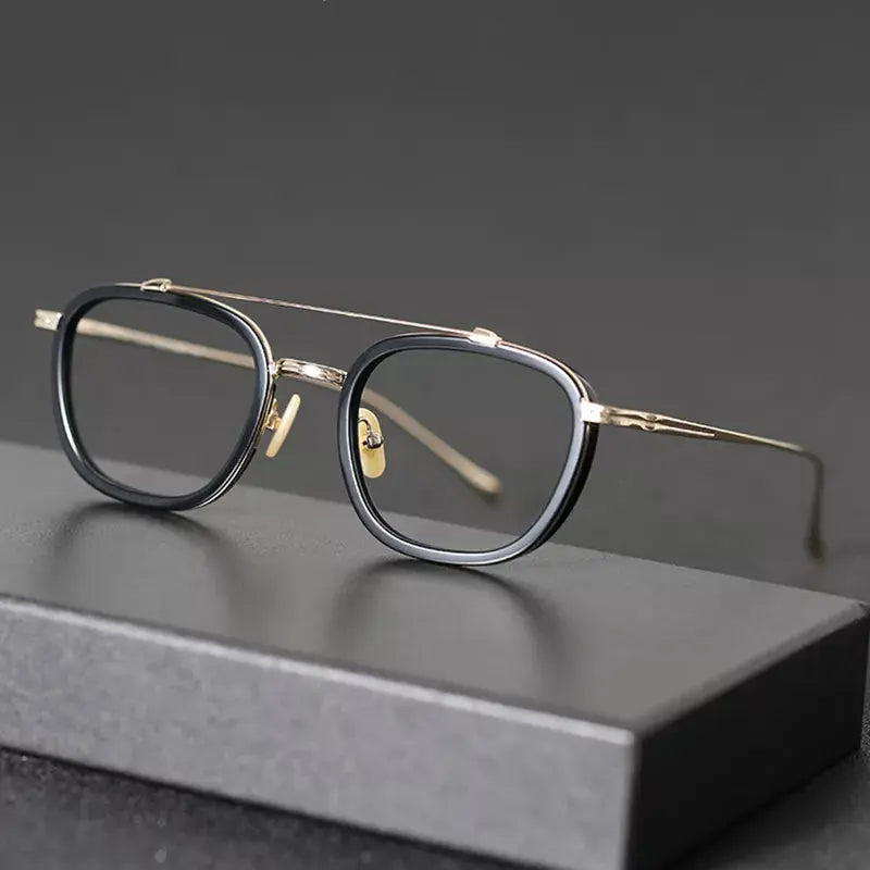 Unisex Square Full Rim Titanium Double Bridge Prescription Glasses 9025 — view 1 | Rx Spectacle
