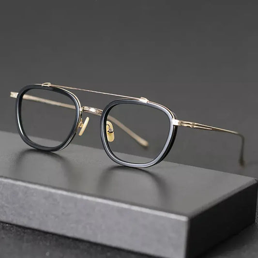 Unisex Square Full Rim Titanium Double Bridge Prescription Glasses 9025 — view 1 | Rx Spectacle