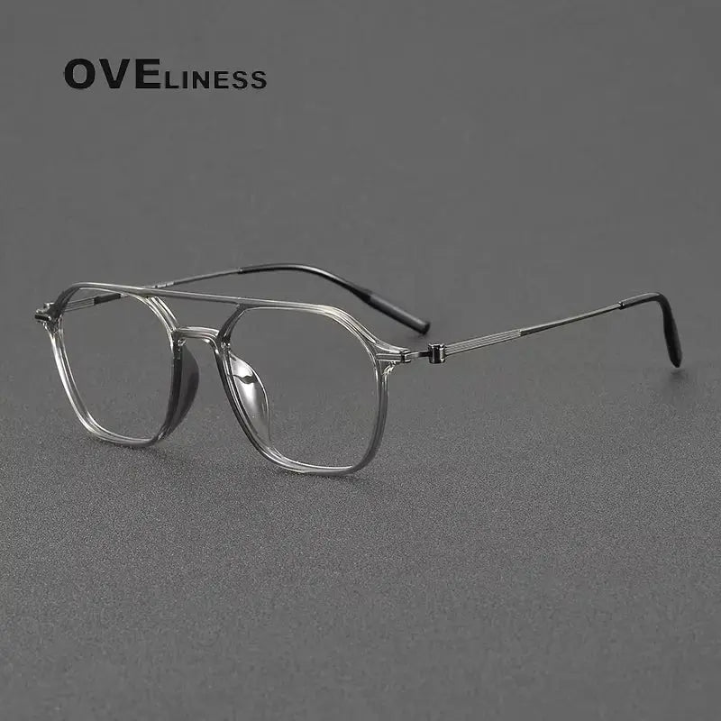 Women's Square Full Rim Titanium Double Bridge Prescription Glasses 398671 — view 7 | Rx Spectacle