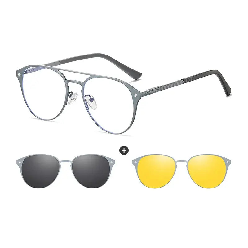 Unisex Round Full Rim Stainless Steel Prescription Glasses 760749 — view 6 | Rx Spectacle