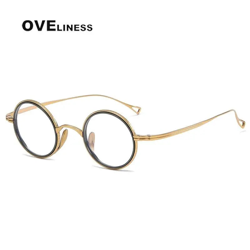 Unisex Round Full Rim Titanium Prescription Glasses 123 — view 4 | Rx Spectacle