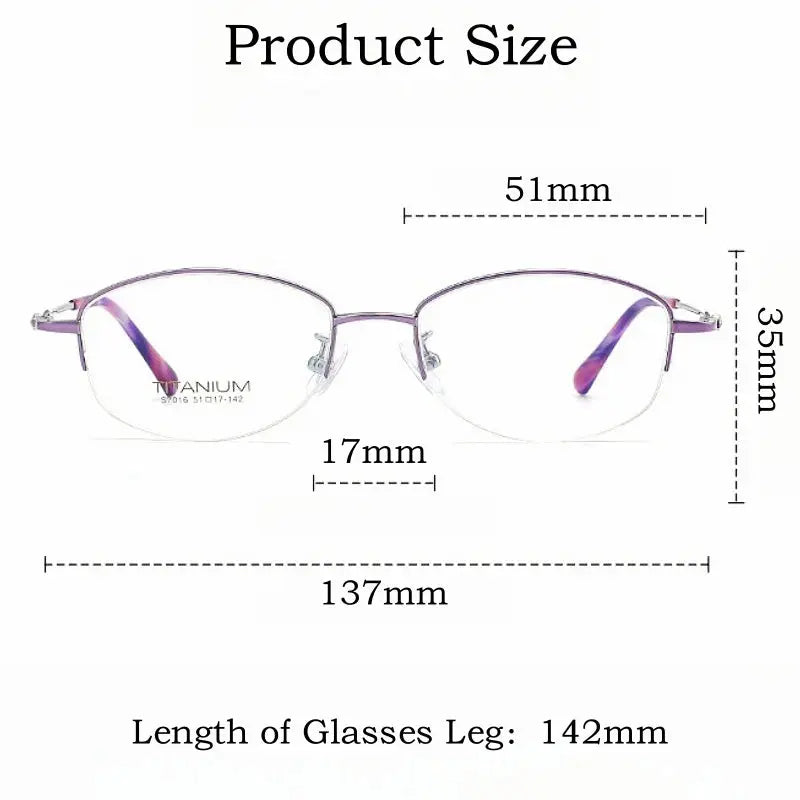 Women's Square Semi-Rimless Titanium Prescription Glasses Y7016 — view 3 | Rx Spectacle