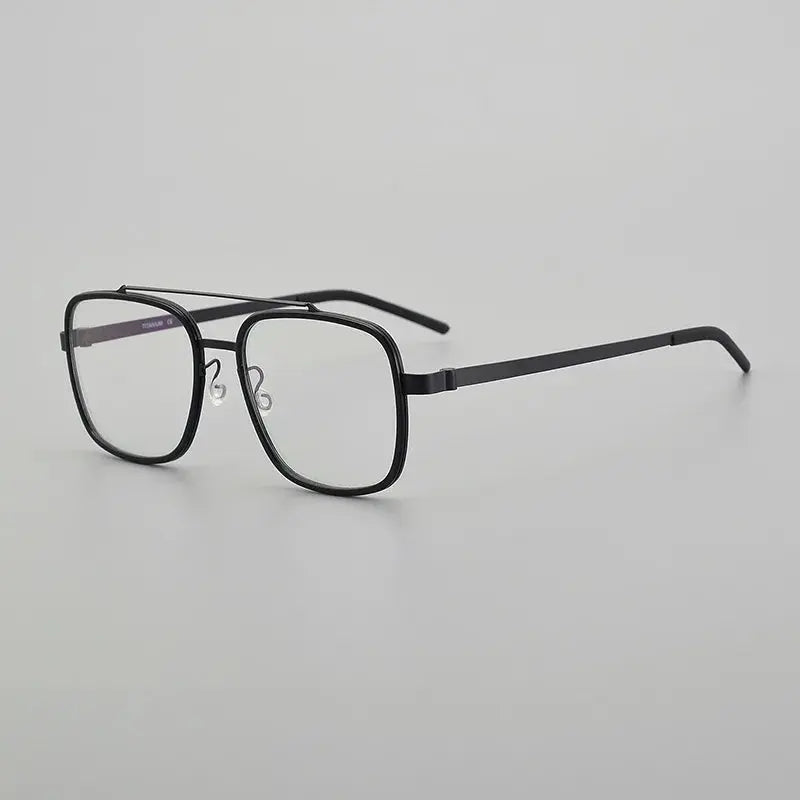 Unisex Square Full Rim Titanium Double Bridge Prescription Glasses 19744 — view 7 | Rx Spectacle