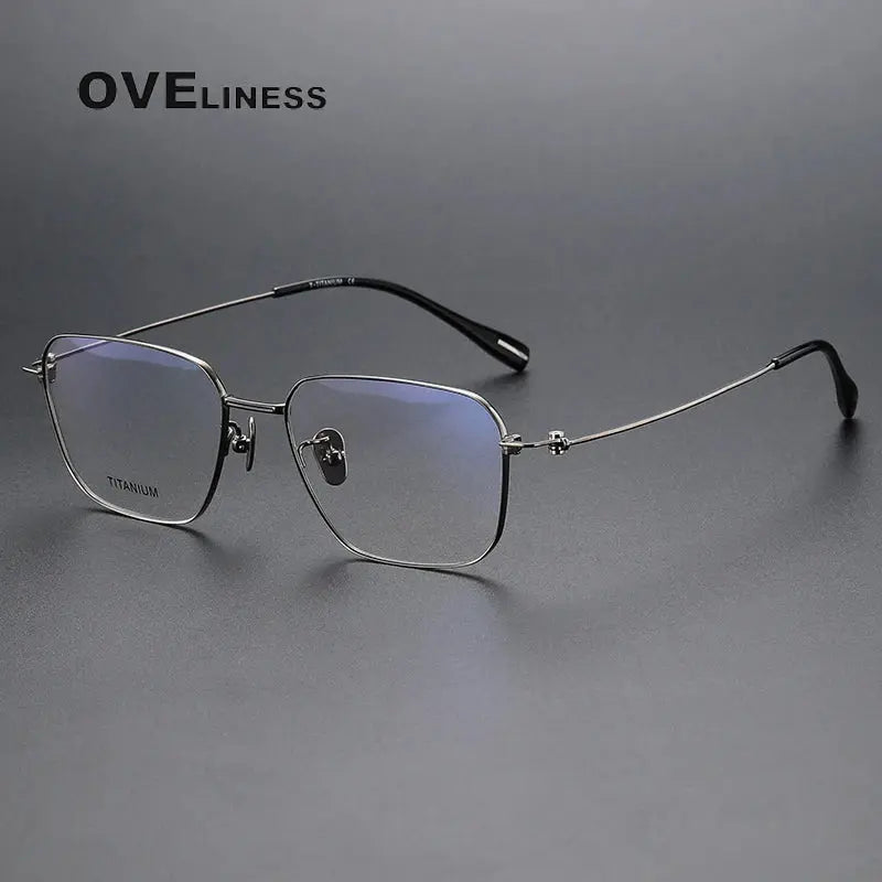 Men's Square Rimless Titanium Prescription Glasses 80914 — view 2 | Rx Spectacle