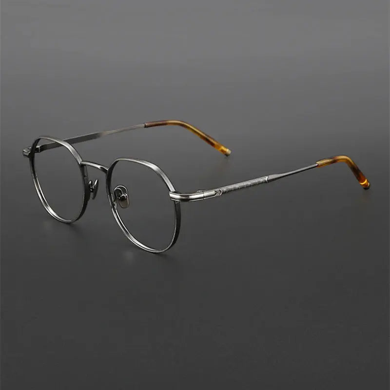 Unisex Round Full Rim Titanium Prescription Glasses M137 — view 4 | Rx Spectacle