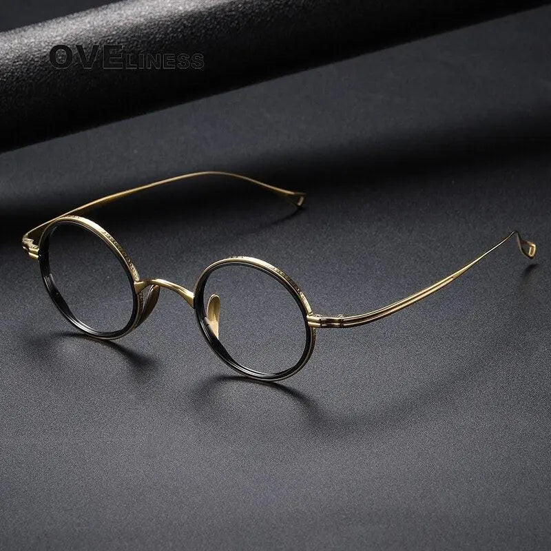 Unisex Round Full Rim Titanium Prescription Glasses 123 — view 10 | Rx Spectacle