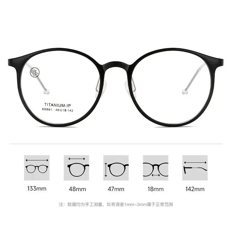 Women's Round Full Rim Titanium Prescription Glasses M9881 — view 2 | Rx Spectacle