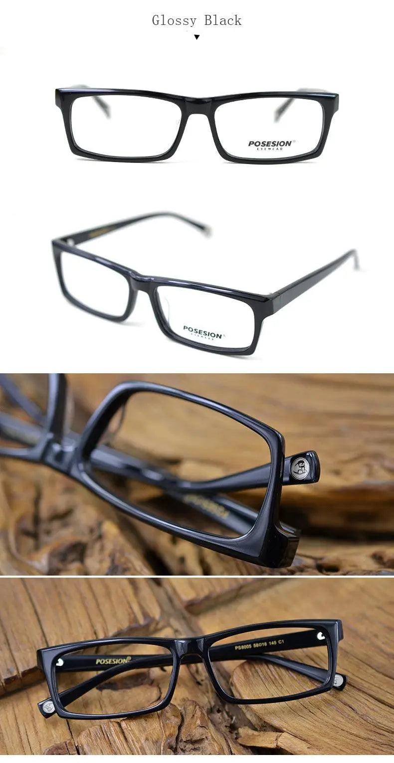 Men's Rectangular Full Rim Acetate Prescription Glasses Ps8005 — view 13 | Rx Spectacle