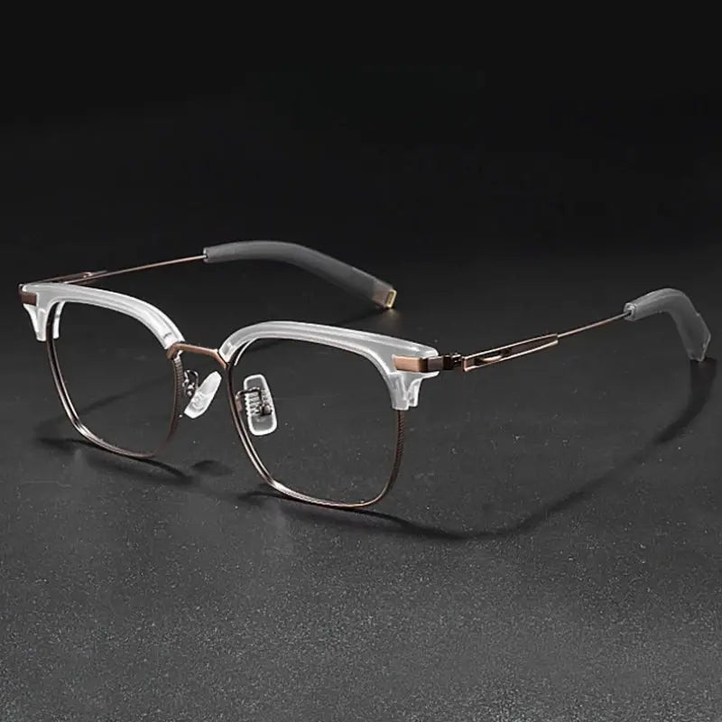 Men's Square Full Rim Titanium Prescription Glasses Y107 — view 7 | Rx Spectacle
