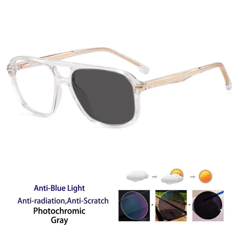 Unisex Square Full Rim Titanium Double Bridge Reading Glasses 821206 — view 6 | Rx Spectacle