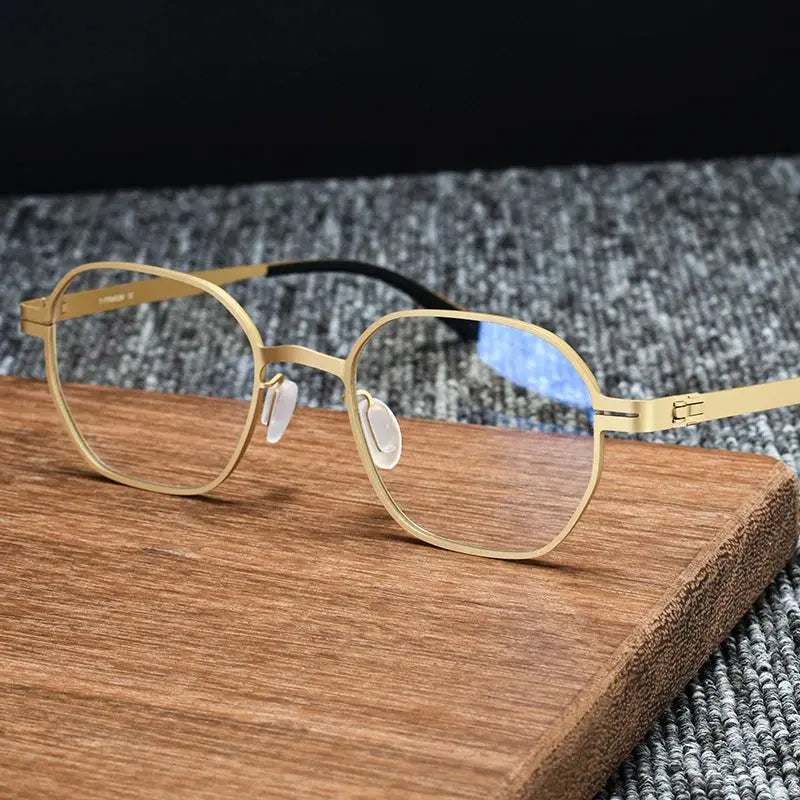 Unisex Polygon Full Rim Titanium Screwless Prescription Glasses 80993 — view 5 | Rx Spectacle