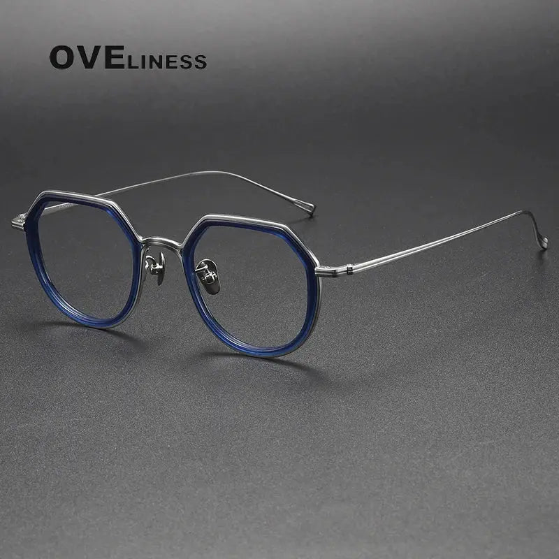 Unisex Polygon Full Rim Titanium Prescription Glasses U136 — view 8 | Rx Spectacle