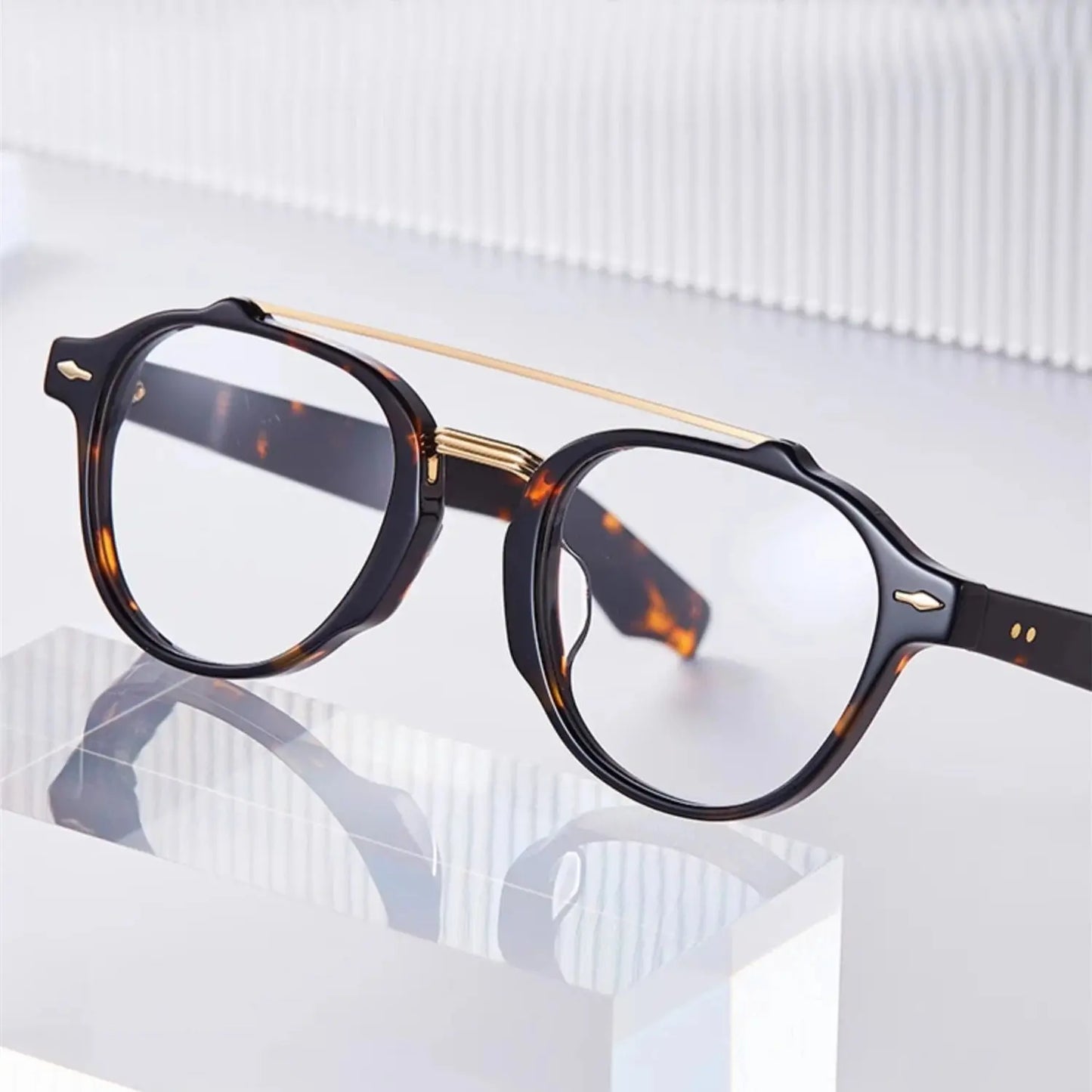 Unisex Oval Full Rim Acetate Double Bridge Prescription Glasses 63468 — view 1 | Rx Spectacle