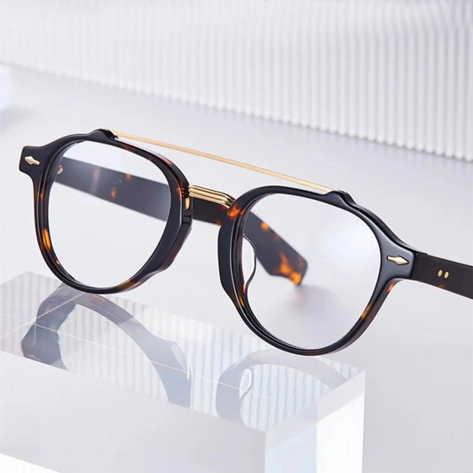 Unisex Oval Full Rim Acetate Double Bridge Prescription Glasses 63468 — view 1 | Rx Spectacle