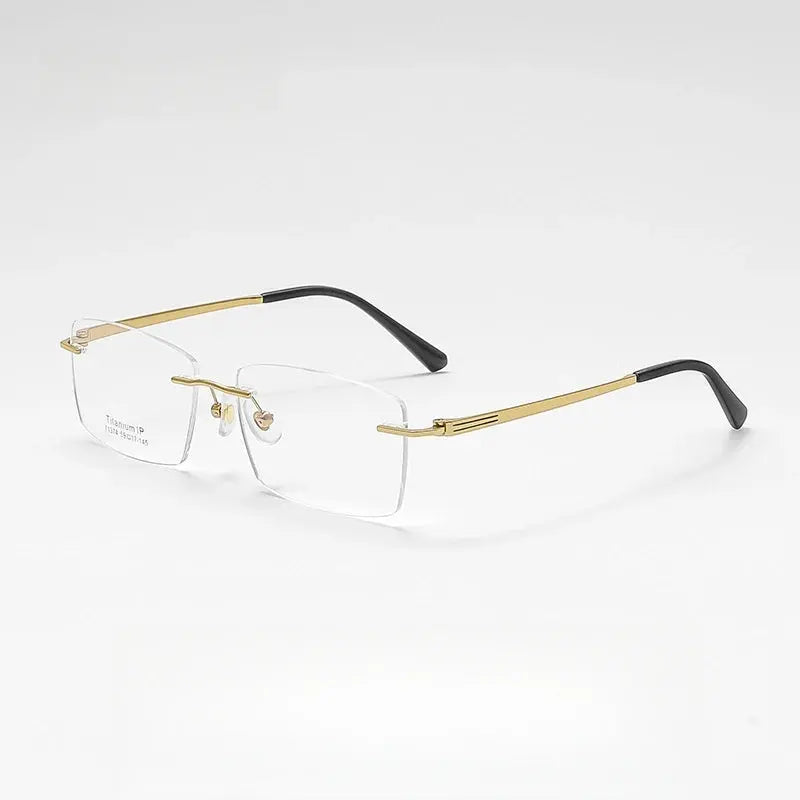 Men's Square Rimless Titanium Oversized Prescription Glasses 71374 — view 3 | Rx Spectacle