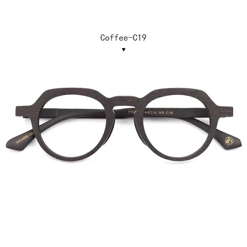 Unisex Round Full Rim Wood Flat Top Prescription Glasses 6022 — view 8 | Rx Spectacle