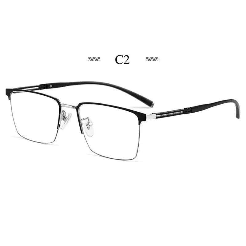 Unisex Square Semi-Rimless Titanium Prescription Glasses 486107 — view 3 | Rx Spectacle