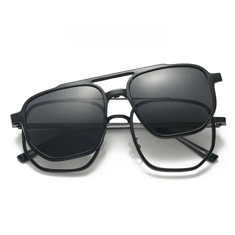 Unisex Square Full Rim Alloy Double Bridge Clip-On Prescription Glasses 832 — view 10 | Rx Spectacle