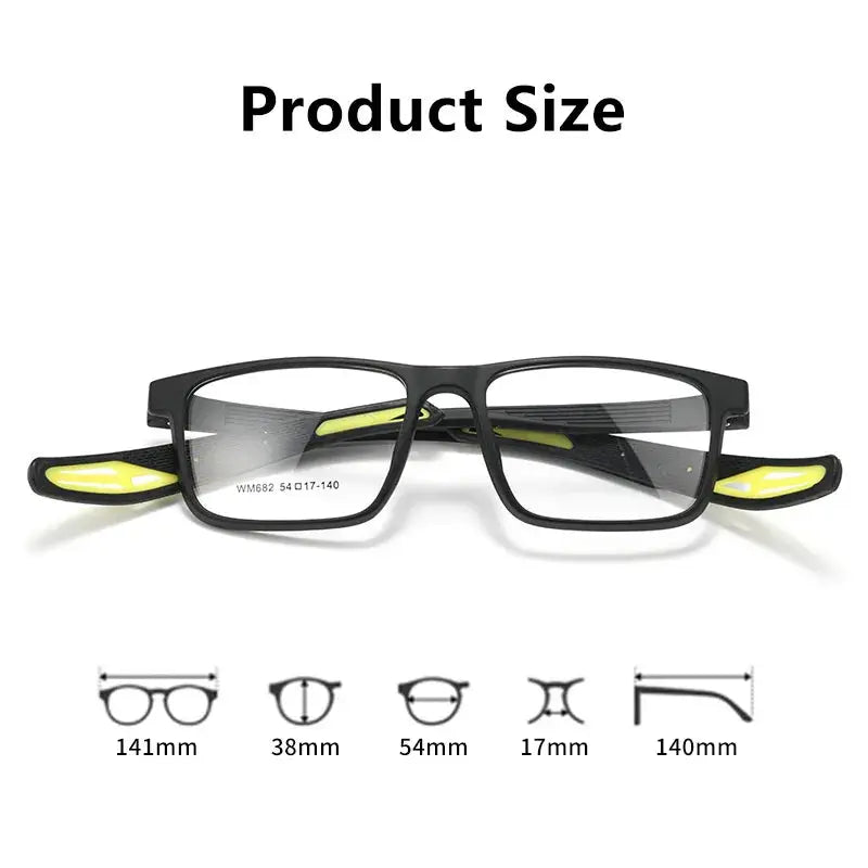 Unisex Square Full Rim TR90 Sports Glasses 662682 — view 2 | Rx Spectacle