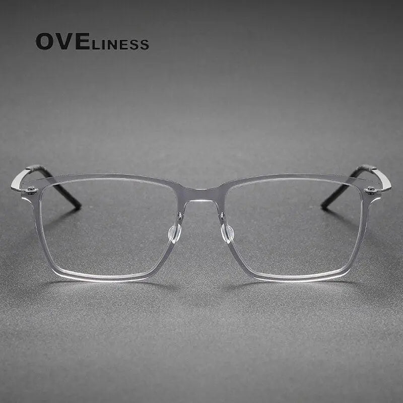 Unisex Square Full Rim Titanium Screwless Prescription Glasses 6505 — view 11 | Rx Spectacle