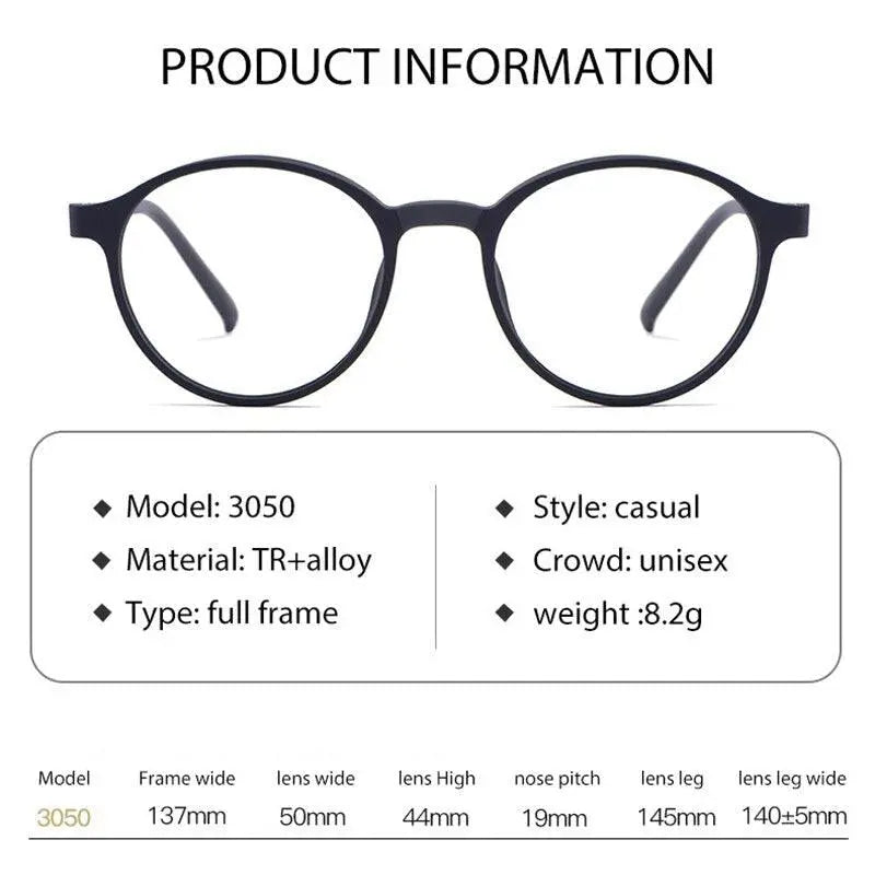 Unisex Round Full Rim Titanium Prescription Glasses 3050 — view 8 | Rx Spectacle