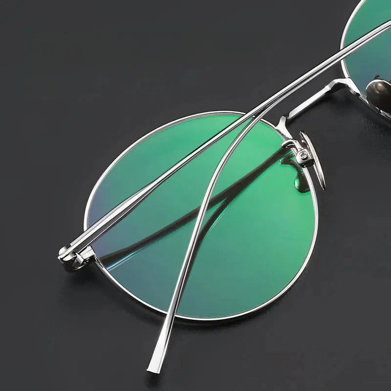 Unisex Round Full Rim Titanium Prescription Glasses Y1644 — view 4 | Rx Spectacle