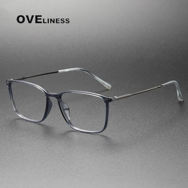 Unisex Square Full Rim Titanium Prescription Glasses 8636 — view 10 | Rx Spectacle