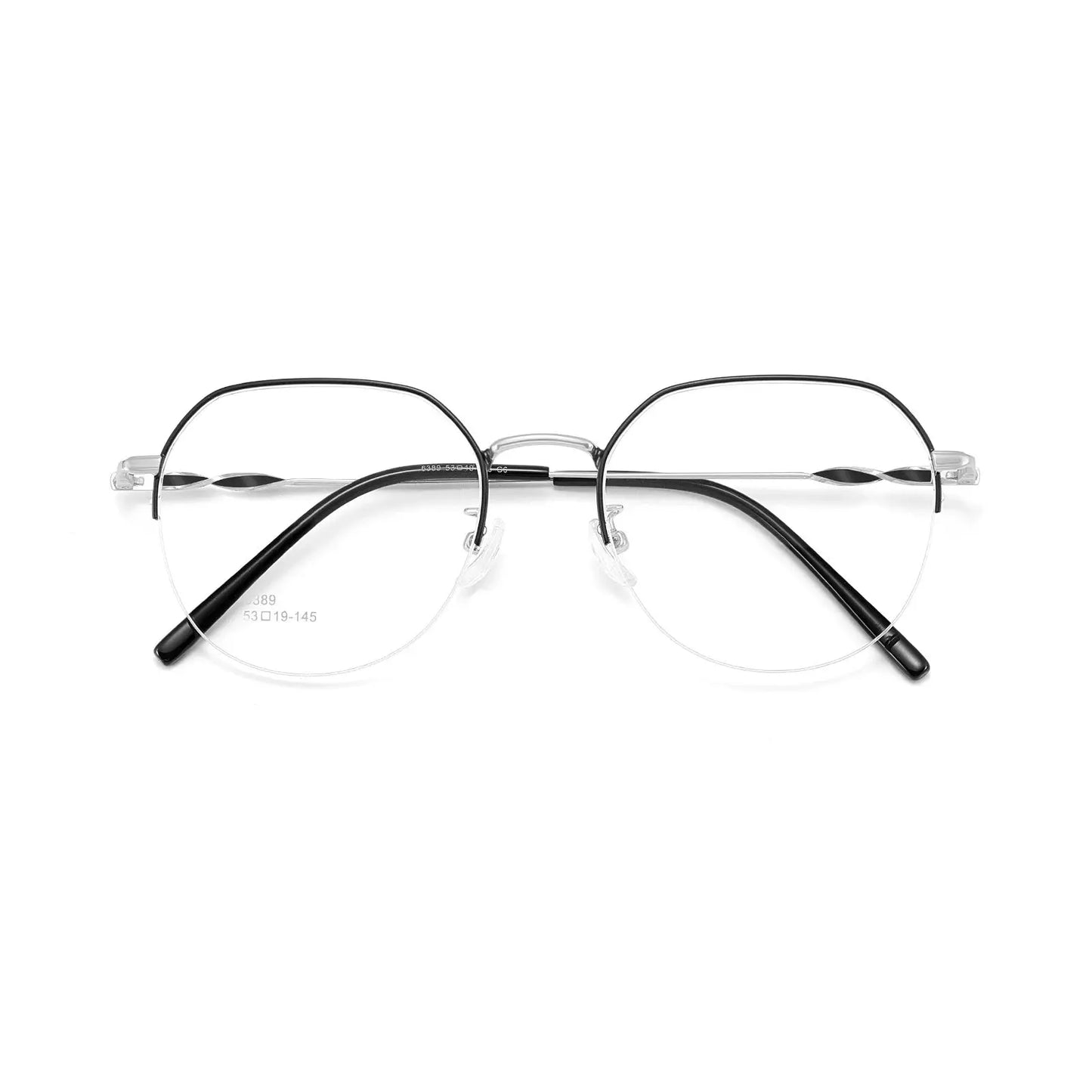 Unisex Polygon Semi-Rimless Alloy Flat Top Prescription Glasses 636389 — view 5 | Rx Spectacle