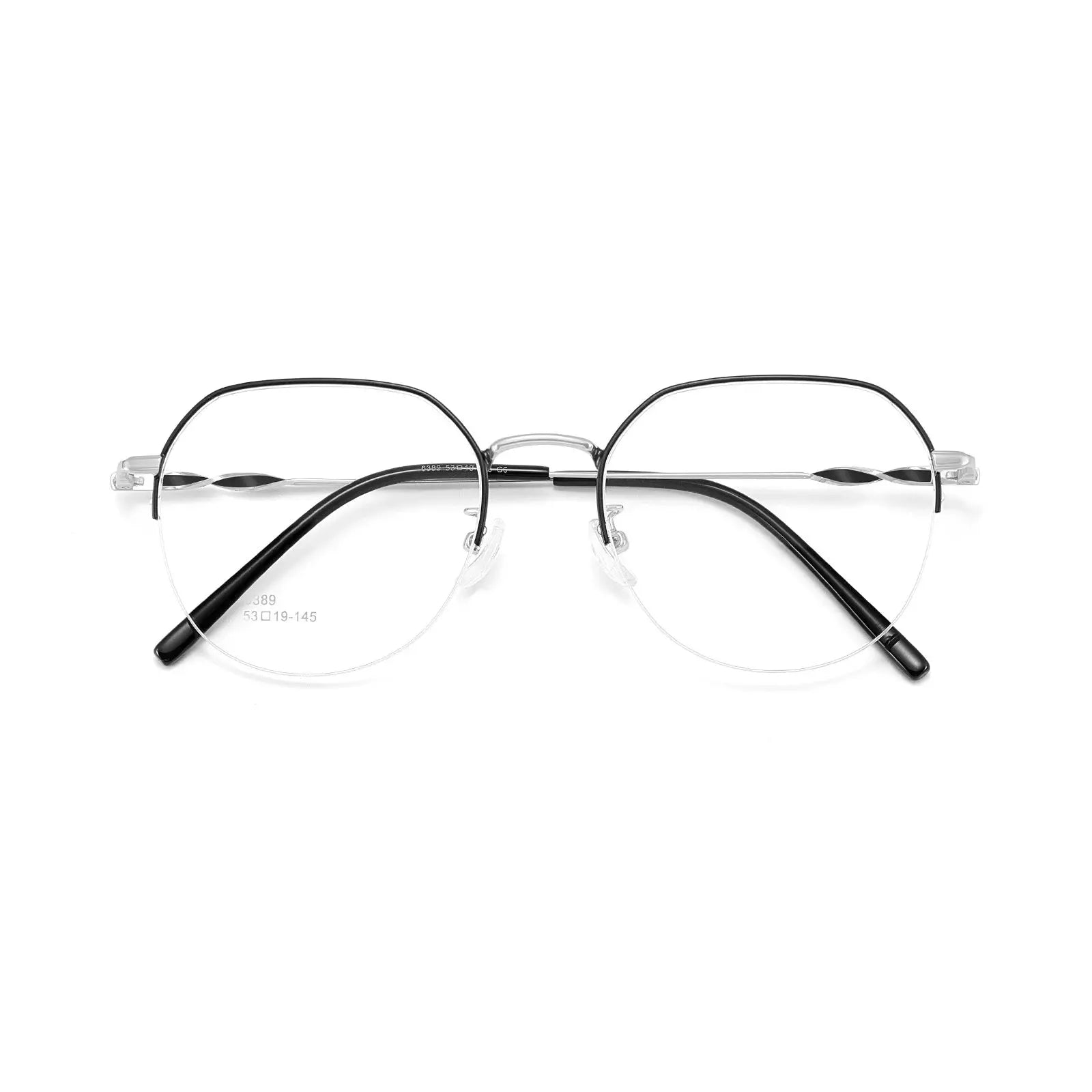 Unisex Polygon Semi-Rimless Alloy Flat Top Prescription Glasses 636389 — view 5 | Rx Spectacle