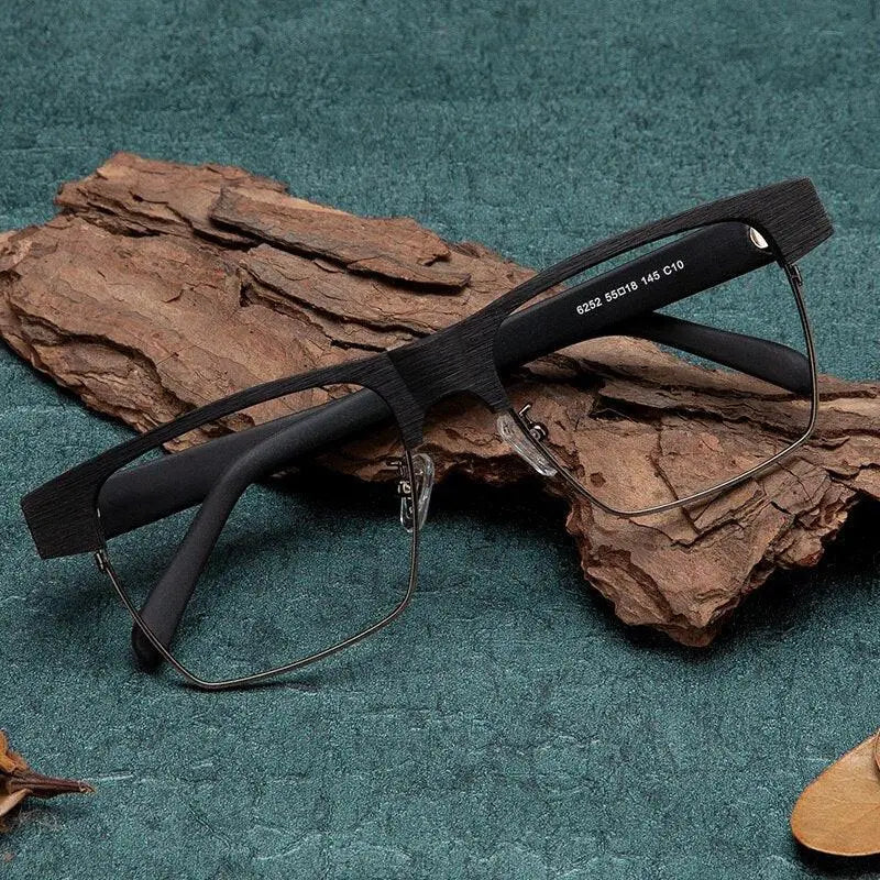 Men's Square Full Rim Wood Prescription Glasses 6252 — view 11 | Rx Spectacle