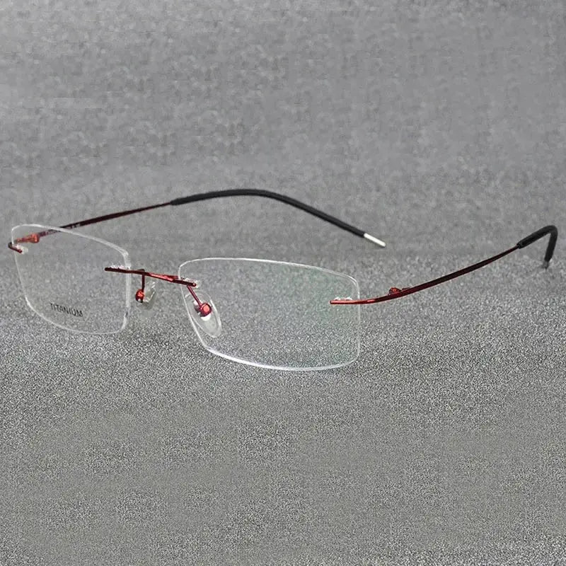 Women's Square Rimless Titanium Prescription Glasses 96210 — view 10 | Rx Spectacle