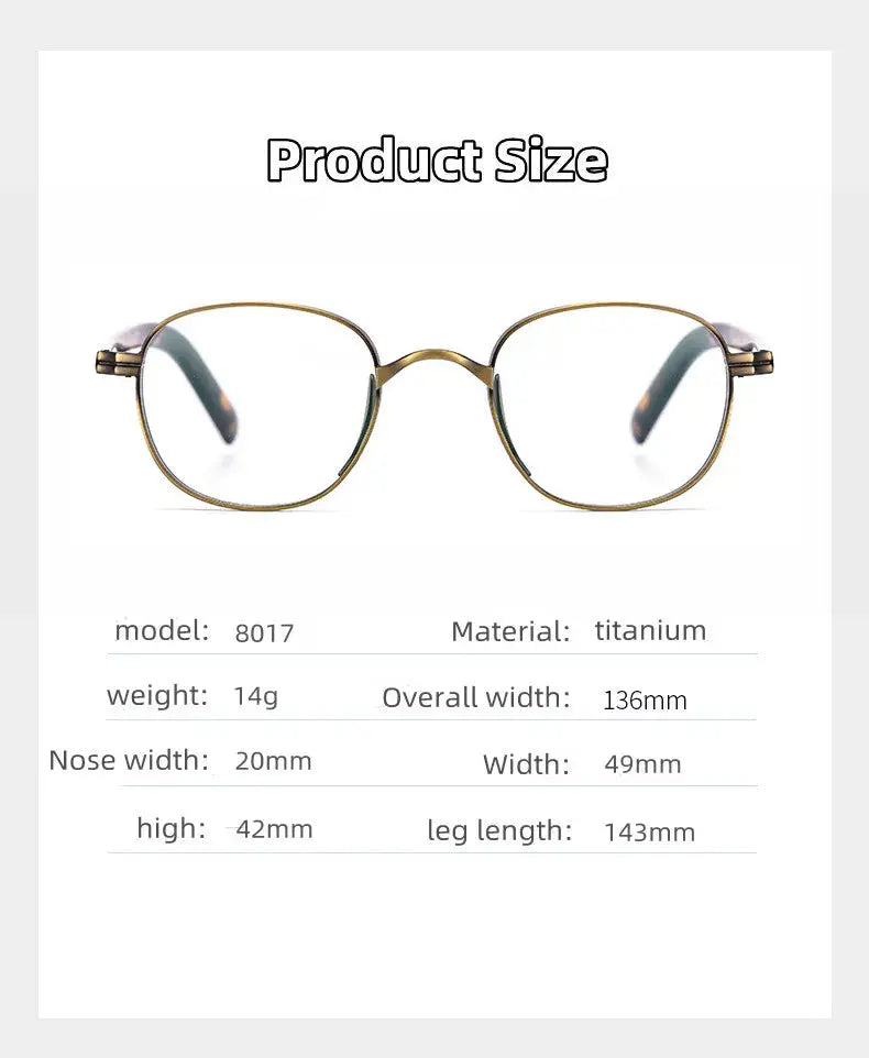 Unisex Round Full Rim Titanium Reading Glasses 8017 — view 10 | Rx Spectacle