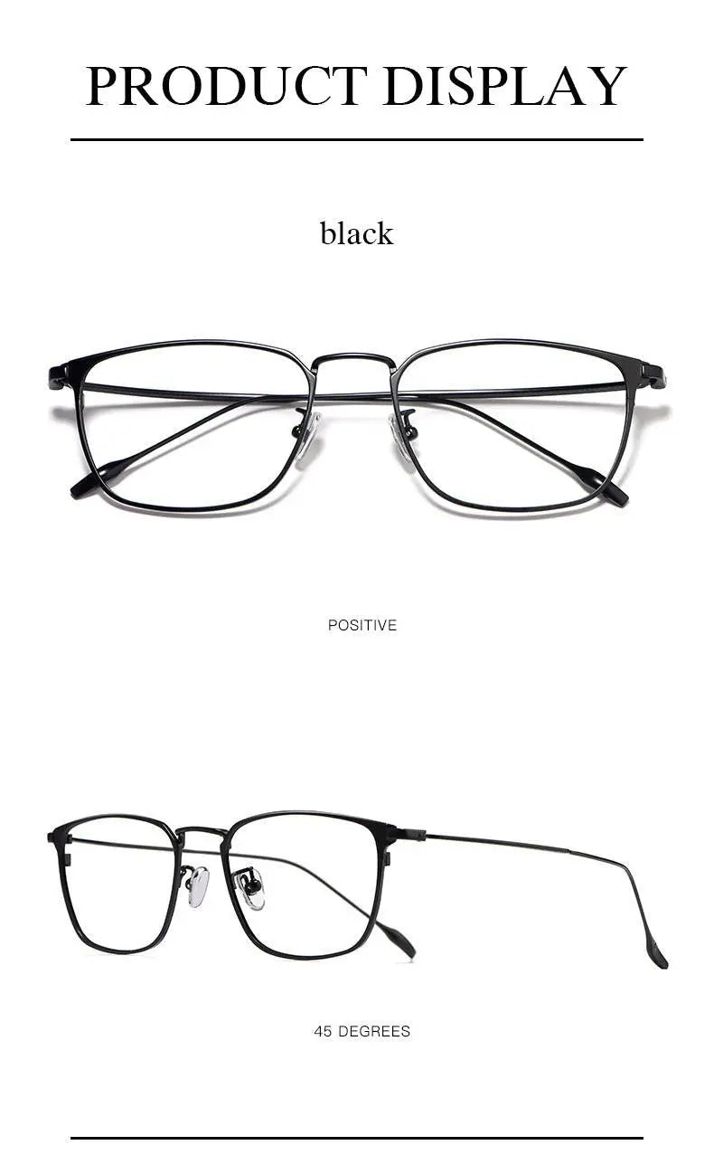 Men's Square Full Rim Titanium Prescription Glasses W8083 — view 10 | Rx Spectacle