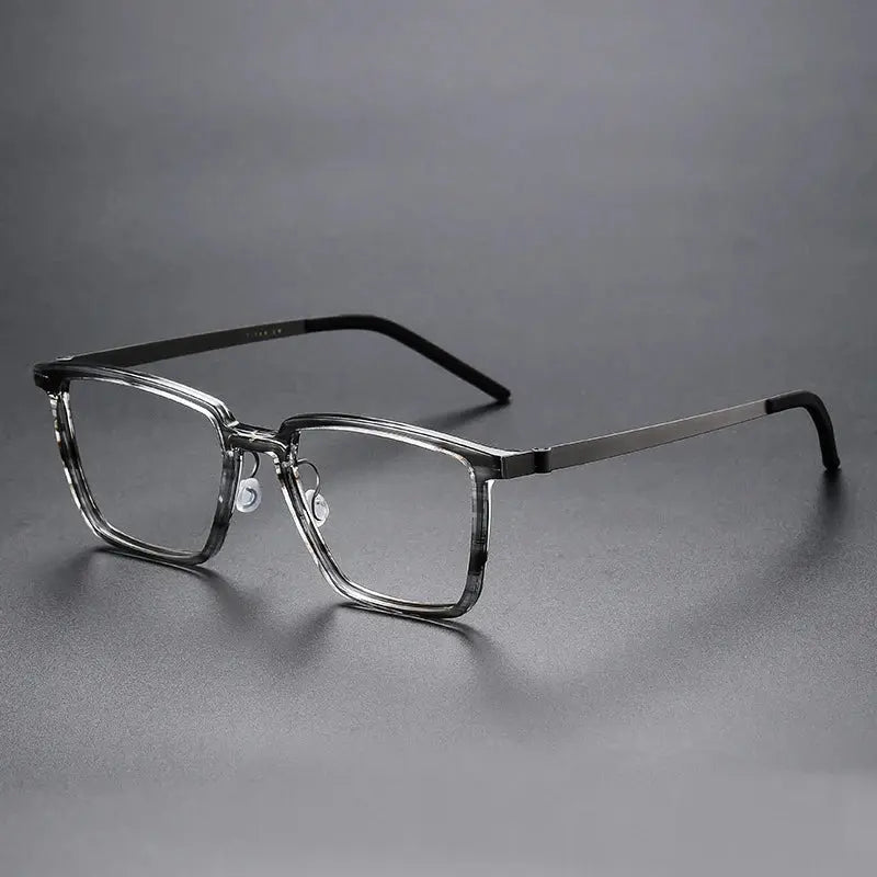 Unisex Square Full Rim Titanium Oversized Prescription Glasses D844 — view 8 | Rx Spectacle